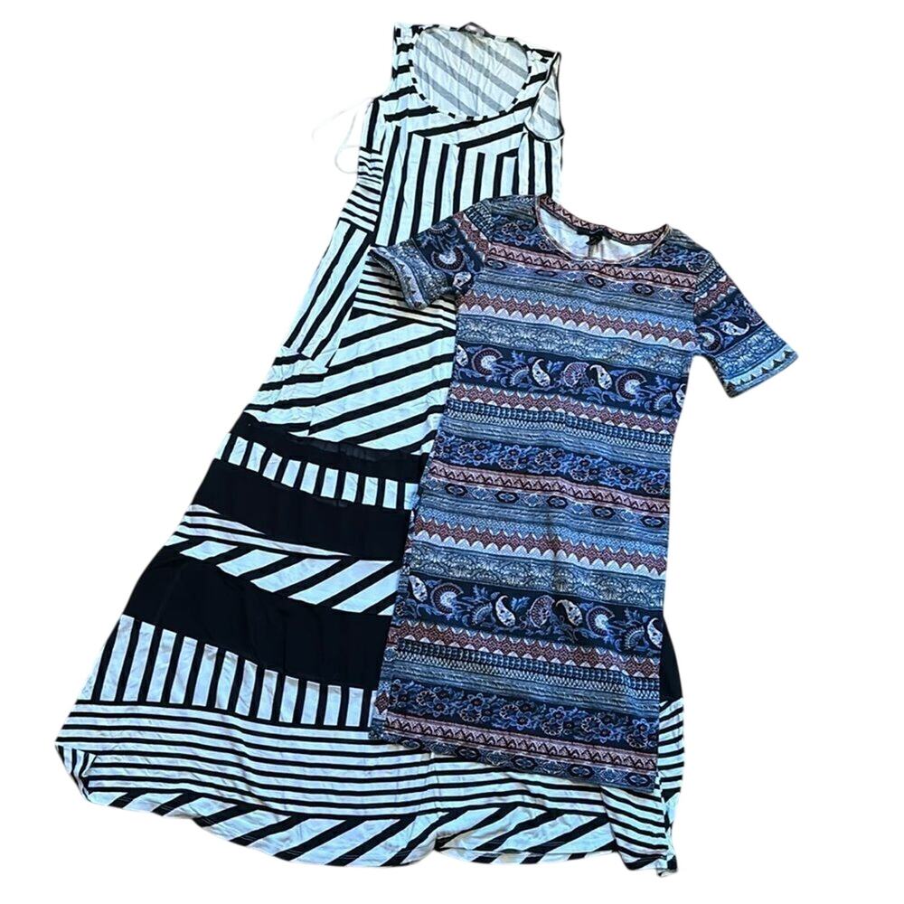 Bundle of 2 Women’s XS Dresses Casual Summer Patterned Striped Boho